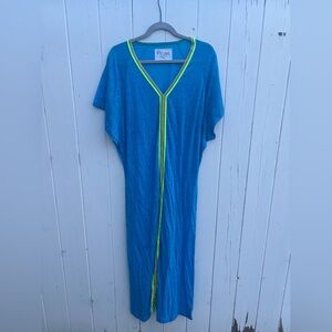 Pitusa Maxi Dress Coverup Short Sleeve Teal Turquoise XS